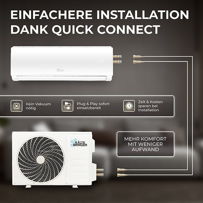 Kältebringer® Climatiseur Split Quick Connect 3,4kW 12000 BTU ensemble complet