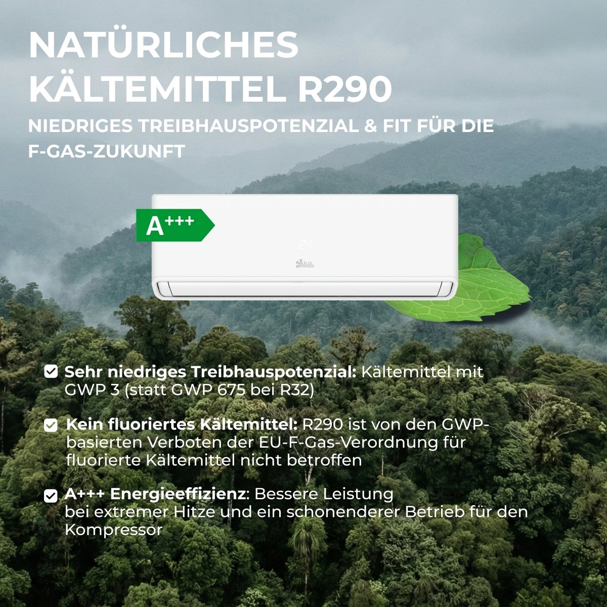 Kältebringer R290 A+++ Split Klimaanlage 12.000 BTU (3,7kW)