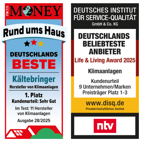 Zwei Auszeichnungen für Hersteller von Klimaanlagen: Focus Money verleiht den Titel "Deutschlands Beste Kältebringer 2025" und das DISQ kürt Preisträger des "Life & Living Award 2025".