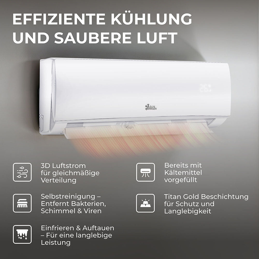 Kältebringer® Split Klimaanlage Quick Connect 12.000 BTU (3,4kW) Komplettset